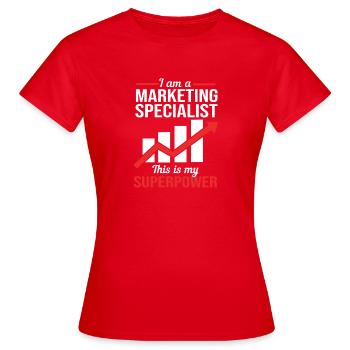 Responsable marketing - T-shirt Femme - rouge - Devant - AI Model Female 172 dark (172cm)