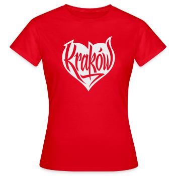 Krakau, Krakow Herz Graffiti - Frauen T-Shirt - Rot - Vorne - AI Model Female 172 dark (172cm)