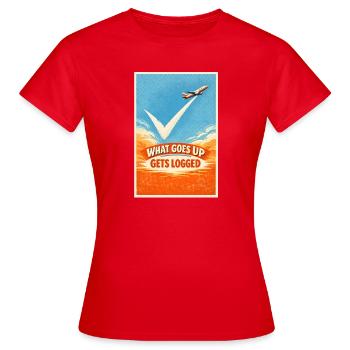Was hochgeht wird geloggt | Plane Spotter - Frauen T-Shirt - Rot - Vorne - AI Model Female 172 dark (172cm)