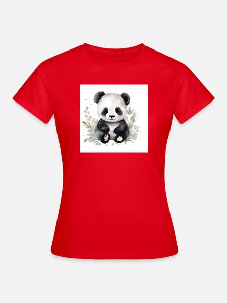 Panda Kuschelfreund im Aquarell - Frauen T-Shirt - Rot