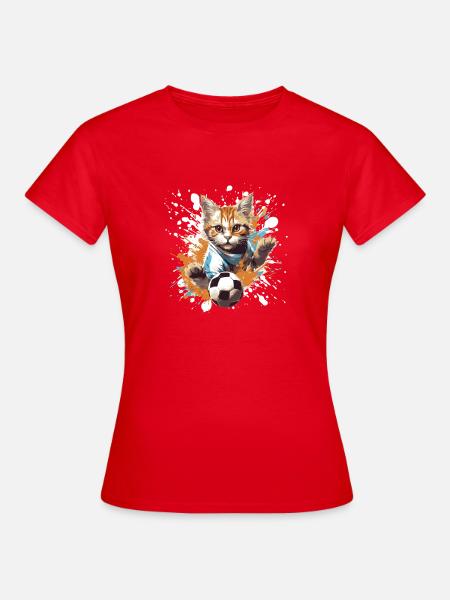 Katze Fussball Team - Frauen T-Shirt - Rot
