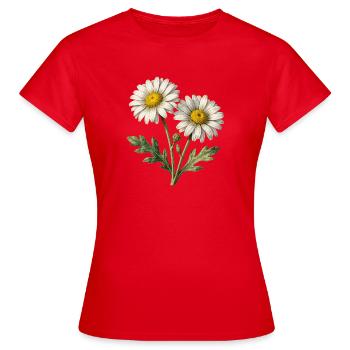 Bright Watercolor Daisies - Women's T-Shirt - red - Front - AI Model Female 172 dark (172cm)