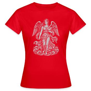 Ange Céleste dans la Tapisserie Nuageuse - T-shirt Femme - rouge - Devant - AI Model Female 172 dark (172cm)
