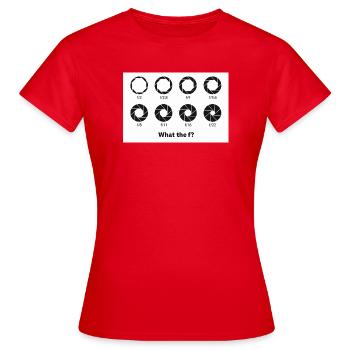 Aperture Icons: What the f? - Women's T-Shirt - red - Front - AI Model Female 172 dark (172cm)