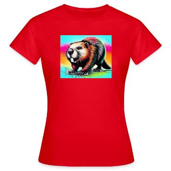 Bieber - Frauen T-Shirt - Rot - Vorne - AI Model Female 172 dark (172cm)