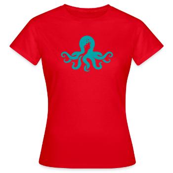 Silhouette de poulpe turquoise - T-shirt Femme - rouge - Devant - AI Model Female 172 dark (172cm)