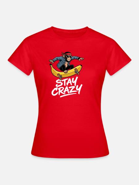 Verrücktes Affen-Skateboard - Frauen T-Shirt - Rot