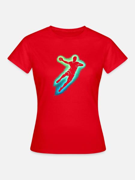 Neon Handball Sprung Silhouette - Frauen T-Shirt - Rot