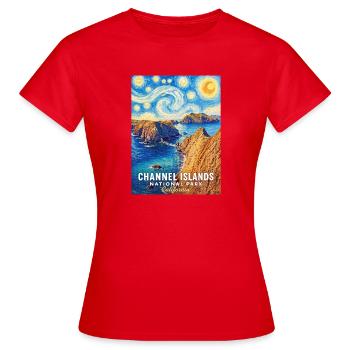 Coastal scene Channel Islands California - Women's T-Shirt - red - Front - AI Model Female 172 dark (172cm)