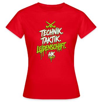 Technology. Tactics. Passion. - Women's T-Shirt - red - Front - AI Model Female 172 dark (172cm)