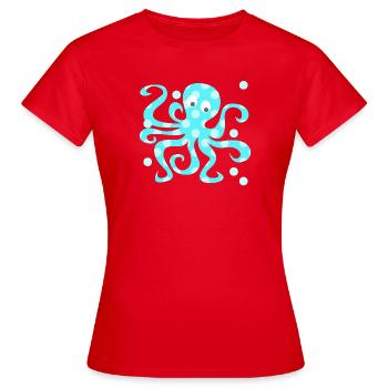 Poulpe Calamar Points Points Bestioles Animal marin comique - T-shirt Femme - rouge - Devant - AI Model Female 172 dark (172cm)