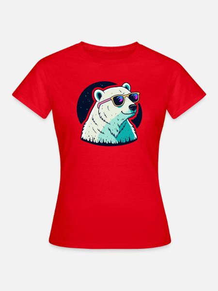 Neon-Eisbären-Sonnenbrille - Frauen T-Shirt - Rot