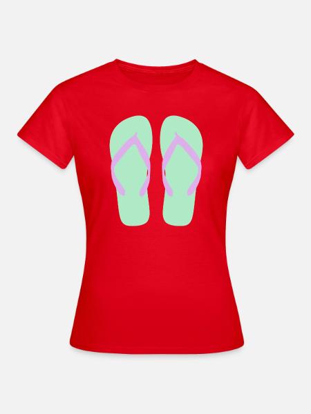 Mint Flip-Flops Lavendelriemen - Frauen T-Shirt - Rot