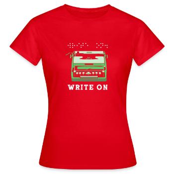 Blindenschrift Braille Blind - Frauen T-Shirt - Rot - Vorne - AI Model Female 172 dark (172cm)