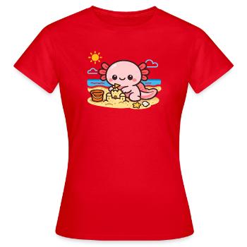 Kawaii beach octopus building a sandbox - Women's T-Shirt - red - Front - AI Model Female 172 dark (172cm)