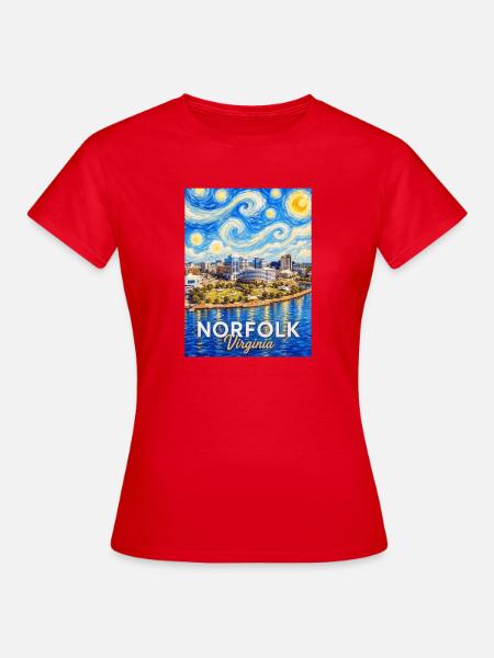 Norfolk Skyline Sternennacht - Frauen T-Shirt - Rot