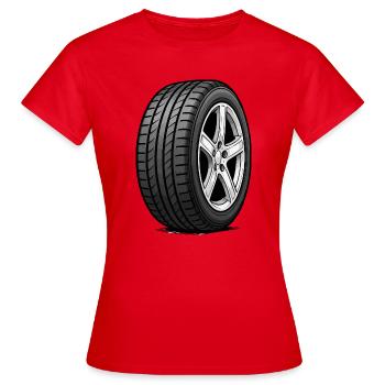 Motif de bande de roulement des roues des pneus de voiture - T-shirt Femme - rouge - Devant - AI Model Female 172 dark (172cm)