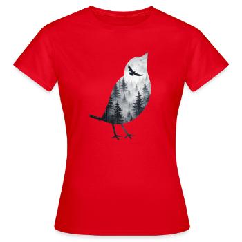 Oiseau dans la brume de la forêt - T-shirt Femme - rouge - Devant - AI Model Female 172 dark (172cm)