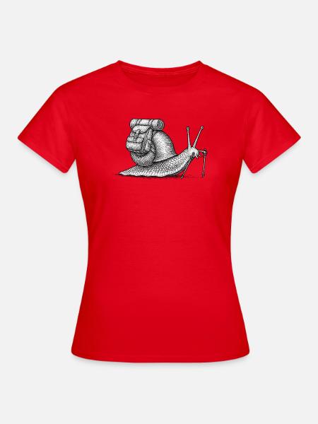 Snail Trekker mit Rucksack - Frauen T-Shirt - Rot