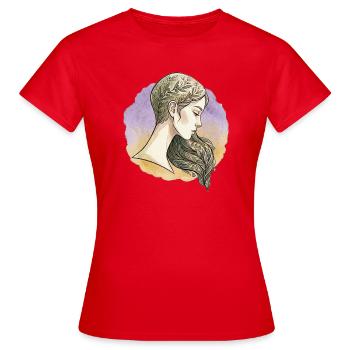 Aquarelle de soin de la dryade florale pour le visage féminin - T-shirt Femme - rouge - Devant - AI Model Female 172 dark (172cm)