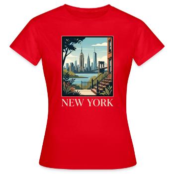 Poster zur New Yorker Skyline-Terrasse - Frauen T-Shirt - Rot - Vorne - AI Model Female 172 dark (172cm)