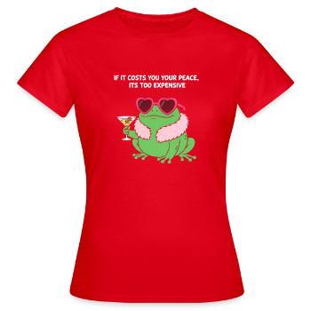 Friedlicher Frosch-Martini - Frauen T-Shirt - Rot - Vorne - AI Model Female 172 dark (172cm)