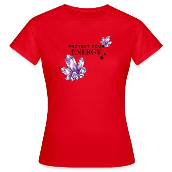 Violette Kristallcluster auf Schwarz - Frauen T-Shirt - Rot - Vorne - AI Model Female 172 dark (172cm)