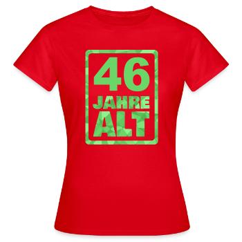 Age 46 - Women's T-Shirt - red - Front - AI Model Female 172 dark (172cm)