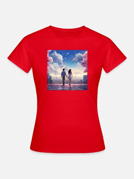 Herzklang im Kirschblütenlicht - Frauen T-Shirt - Rot