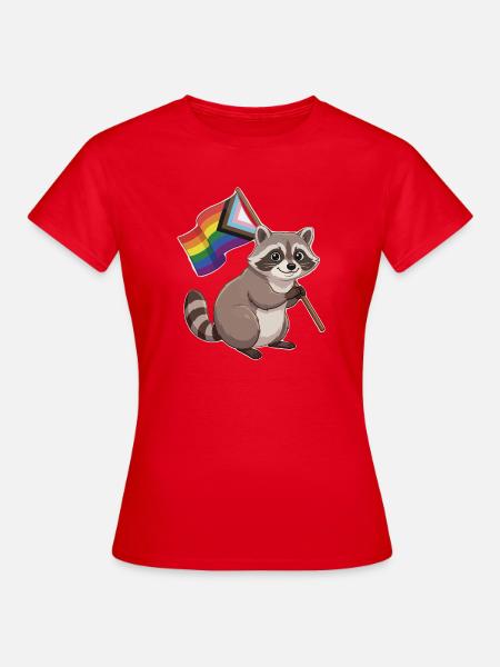 LGBTQ-Pride-Monat – Lustiger Pride-Waschbär - Frauen T-Shirt - Rot