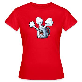 Dessin animé de la bouilloire en colère - T-shirt Femme - rouge - Devant - AI Model Female 172 dark (172cm)