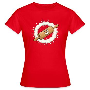 Dessin animé au rouleau à pâtisserie en colère - T-shirt Femme - rouge - Devant - AI Model Female 172 dark (172cm)