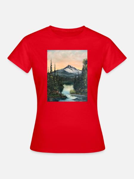 Bergsee im Abendlicht - Frauen T-Shirt - Rot