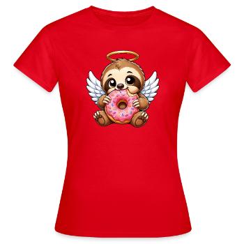 Mignons paresseux avec des ailes auréole d’ange - T-shirt Femme - rouge - Devant - AI Model Female 172 dark (172cm)