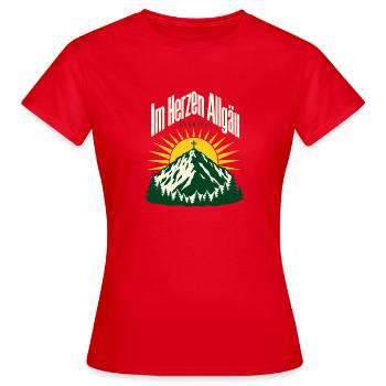 Im Herzen Allgaeu, Gruenten Hiking Souvenir - Frauen T-Shirt - Rot - Vorne - AI Model Female 172 dark (172cm)