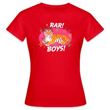 Tiger Lounge RAR BOYS! - Frauen T-Shirt - Rot - Vorne - AI Model Female 172 dark (172cm)