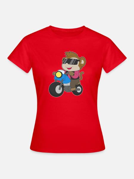 Affe Motorrad - Frauen T-Shirt - Rot