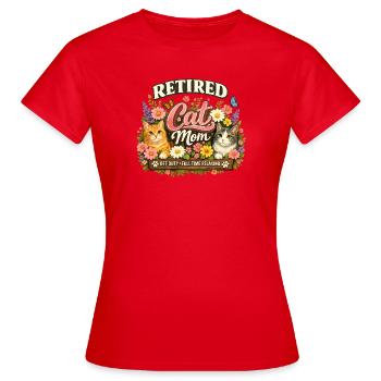 Retired Cats Mom Floral Flowers Retirement - Women's T-Shirt - red - Front - AI Model Female 172 dark (172cm)