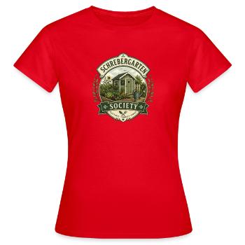 Schrebergarten Society - Frauen T-Shirt - Rot - Vorne - AI Model Female 172 dark (172cm)