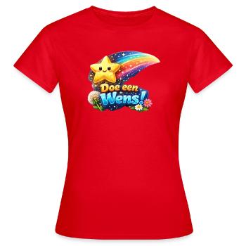 Wunschstern und Regenbogenblüte - Frauen T-Shirt - Rot - Vorne - AI Model Female 172 dark (172cm)