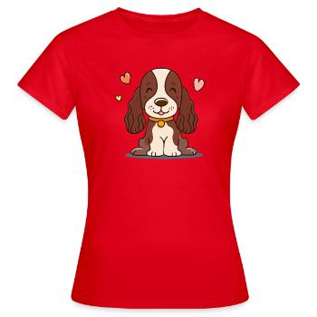 Chiot aux oreilles duveteuses (comic chibi) - T-shirt Femme - rouge - Devant - AI Model Female 172 dark (172cm)