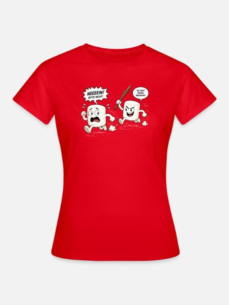 Lustige Marshmallow Verfolgungsjagd Comic - Frauen T-Shirt - Rot