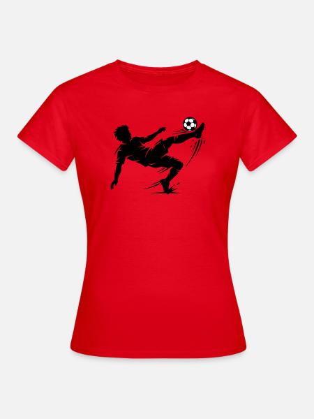 Fallrückzieher Fussball Silhouette - Frauen T-Shirt - Rot