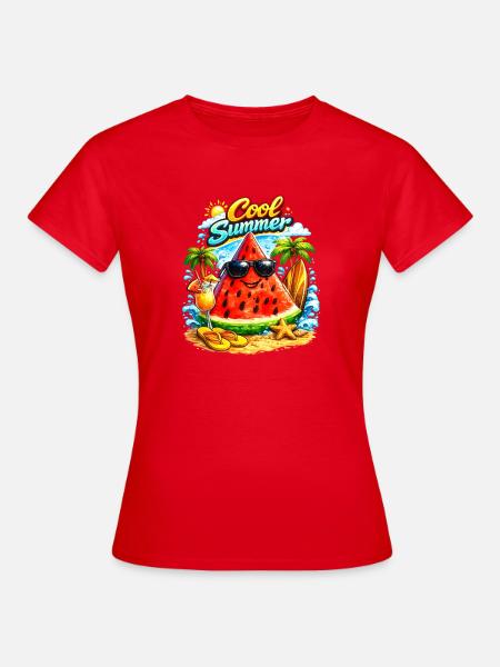 Cool Watermelon Summer Vibes Illustration - Frauen T-Shirt - Rot
