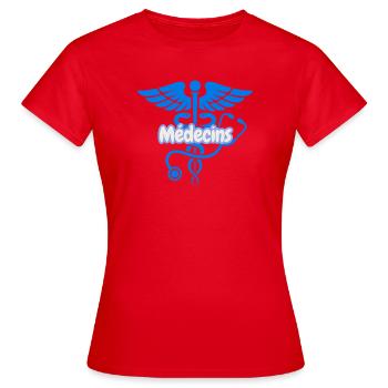 Médecins Caduceus Bleu  - T-shirt Femme - rouge - Devant - AI Model Female 172 dark (172cm)