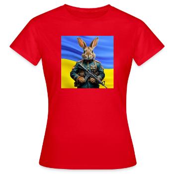 Lapin Gardien : Héros de l’Ukraine - T-shirt Femme - rouge - Devant - AI Model Female 172 dark (172cm)