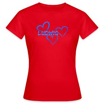 Prénom Ludwig - T-shirt Femme - rouge - Devant - AI Model Female 172 dark (172cm)
