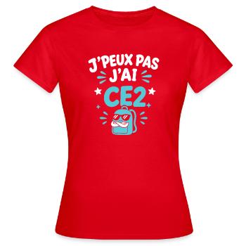J'peux pas j'ai CE2 - T-shirt Femme - rouge - Devant - AI Model Female 172 dark (172cm)
