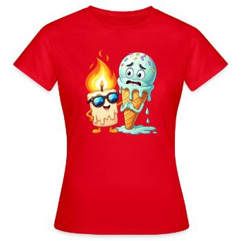 Flammenfreund Eiscreme Duo - Frauen T-Shirt - Rot - Vorne - AI Model Female 172 dark (172cm)