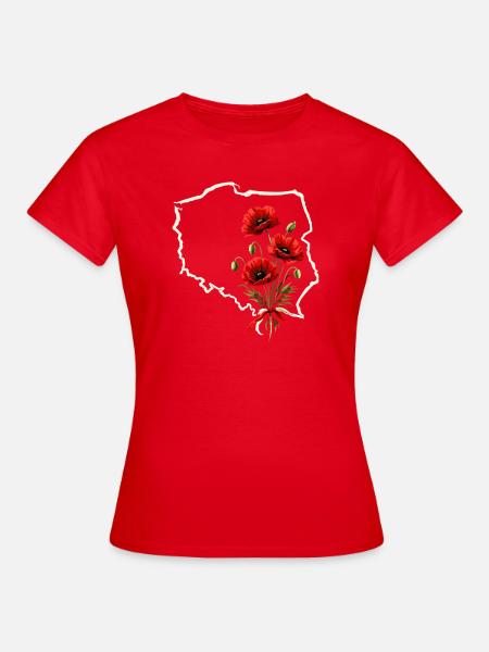 Polnische Mohnkarte - Frauen T-Shirt - Rot